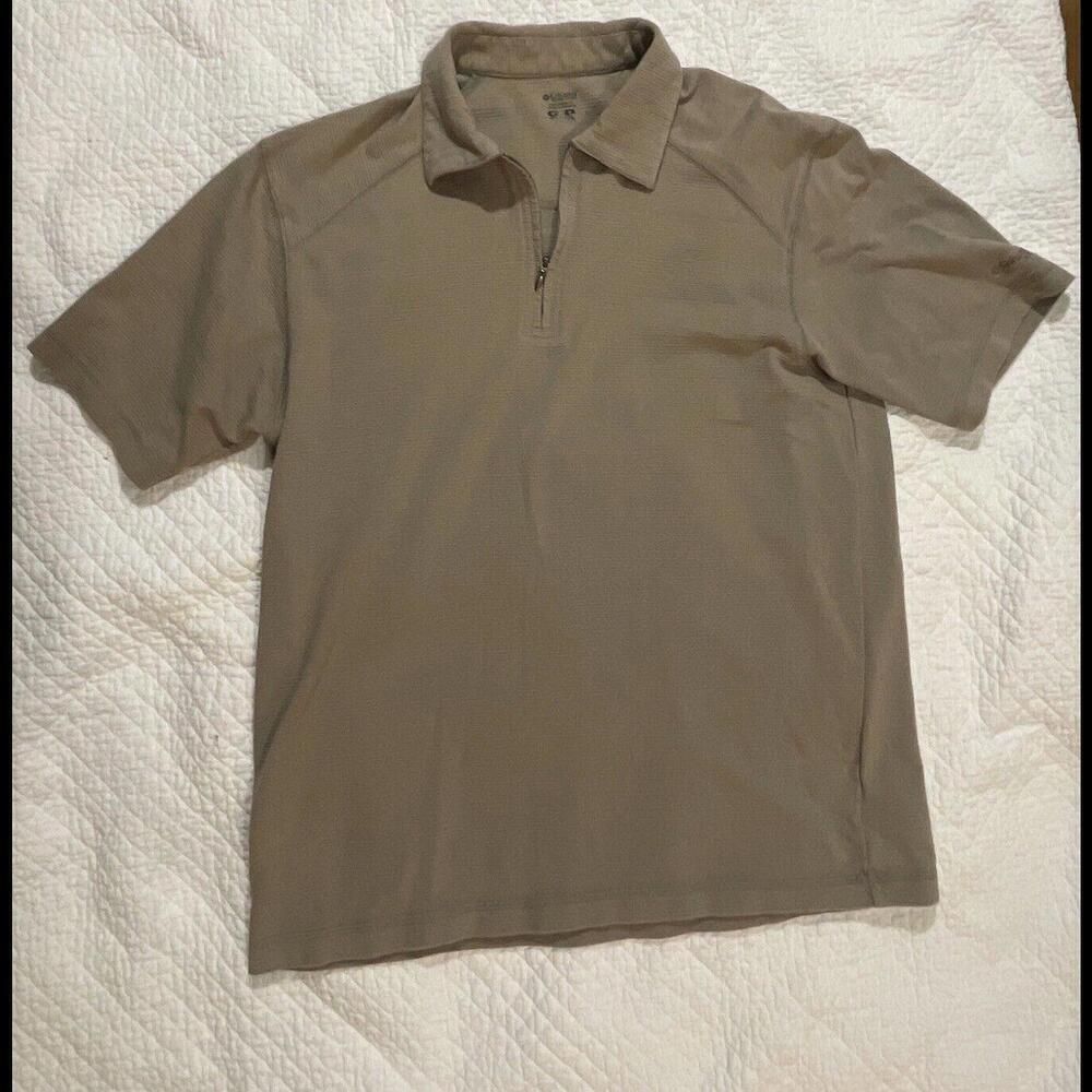 Columbia XCO 3/4 Zip  Shirt Mens M Medium Brown Short Sleeve (B5)